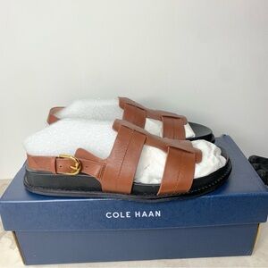 Cole Haan Sandals Women Size 8.5 Shoes Brown Leather Marlee Fisherman Flip Flops